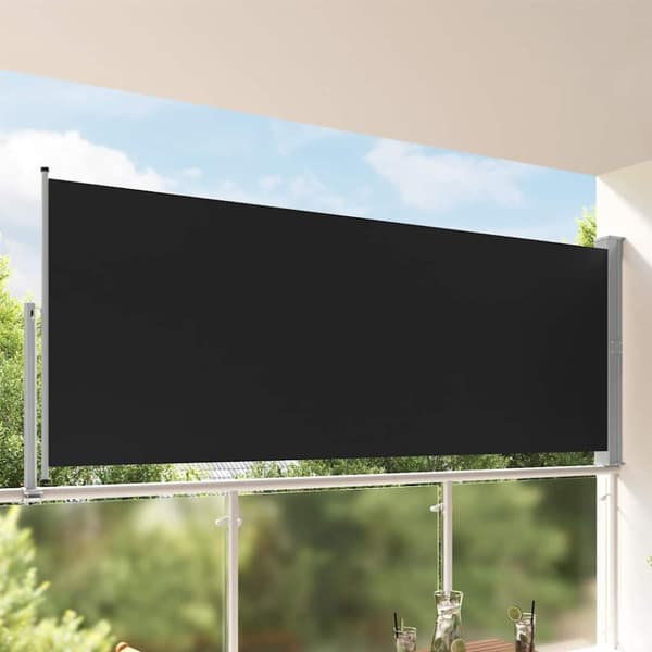 Infällbar sidomarkis 140 x 300 cm svart