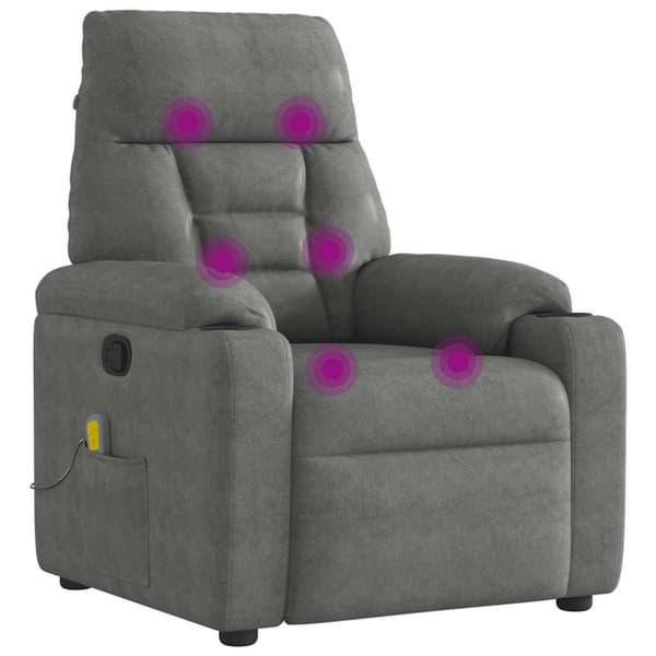 Massagefåtölj mörkgrå mikrofibertyg
