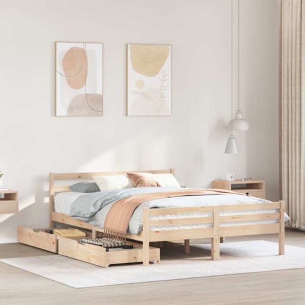 Sängram utan madrass 160x200 cm massiv furu