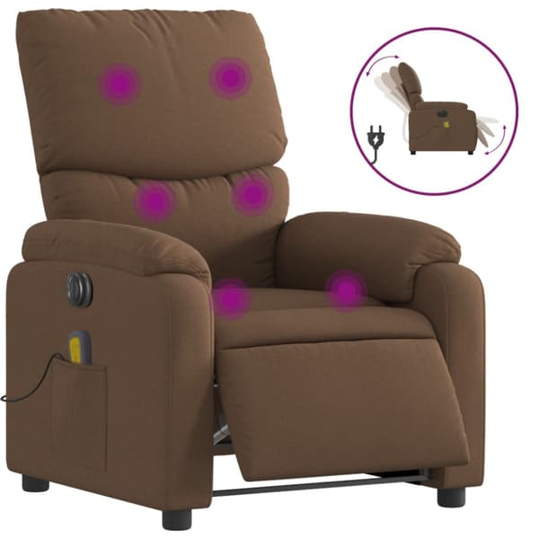 Elektrisk massagefåtölj brun tyg