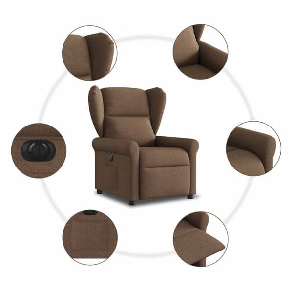 Elektrisk reclinerfåtölj Brun tyg