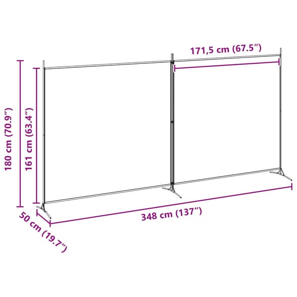 2-Panel Rumsavskiljare Beige 348 x 180 cm Tyg