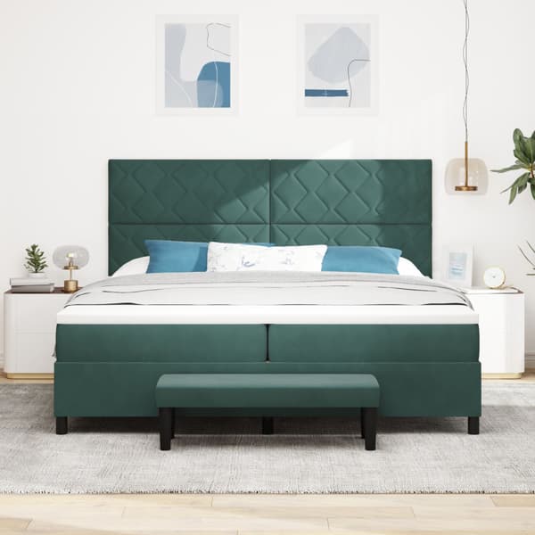 Bäddfjäder med huvudgavel Mörkgrön 200 x 200 cm Sammet