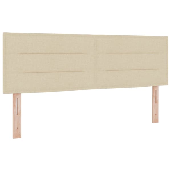 Boxspring säng med madrass och LED Gräddvit 140 x 200 cm Tyg