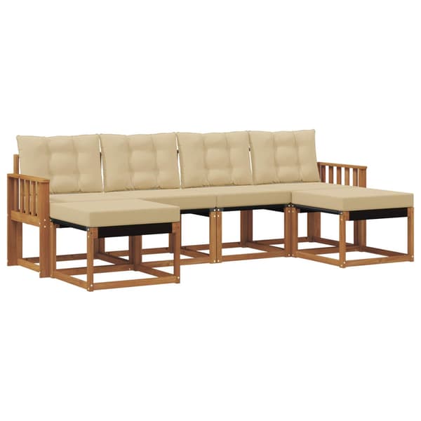 Utomhussoffset med kudde 6 pcs Naturlig och Beige