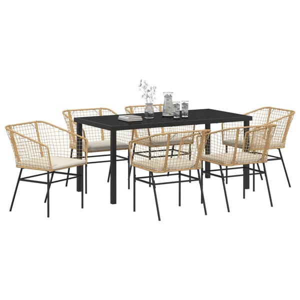 Trädgårdsmöbelset 7 pcs Brun konstrotting