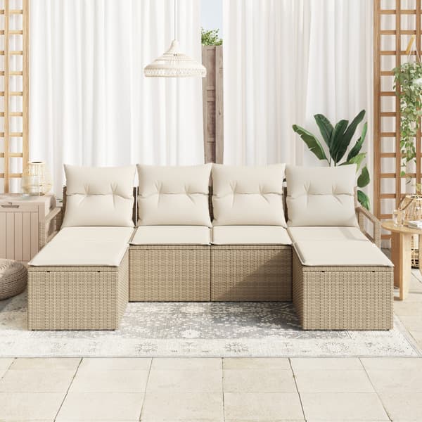 Soffset 6 st Beige och gräddfärgad konstrotting
