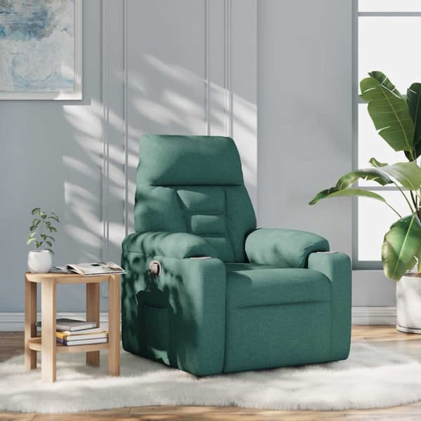 Reclinerfåtölj mörkgrön tyg