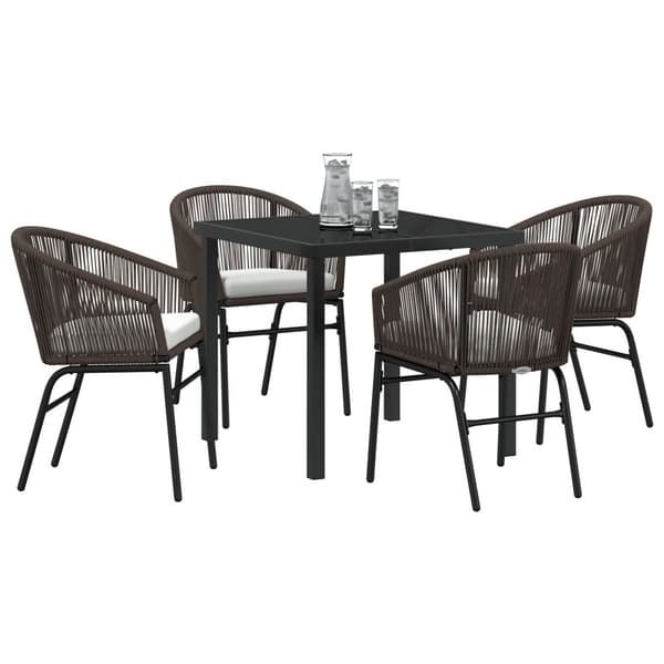 Trädgårdsmöbelset 5 pcs Brun Pulverlackerat stål