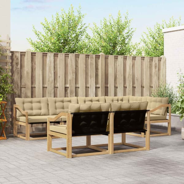 Utomhussoffset med kudde 7 pcs Vit och Beige