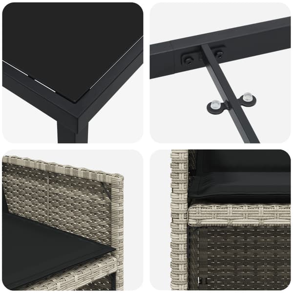 Trädgårdsmöbelset 9 pcs Ljusgrå konstrotting