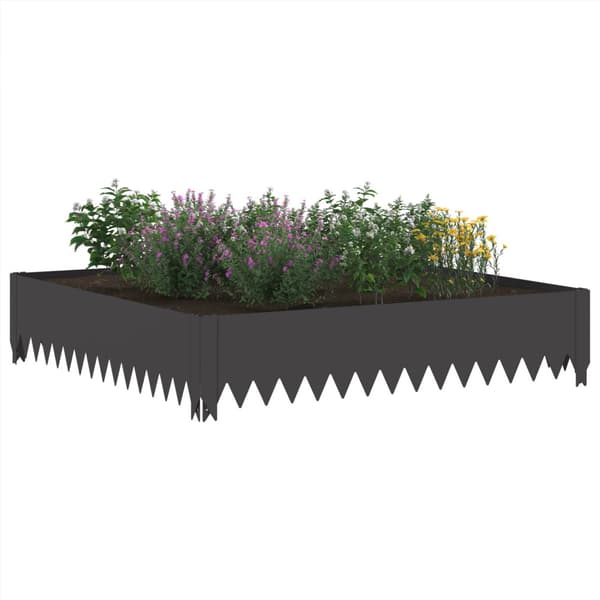 Kant för gräsmatta 4 pcs 100 x 100 x 20 cm Stål Svart