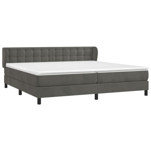 Ramsäng med madrass mörkgrå 200x200 cm sammet
