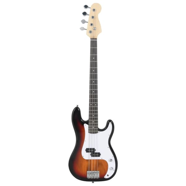 Elektrisk basgitarr för nybörjare med väska brun&vit 4/4 46"