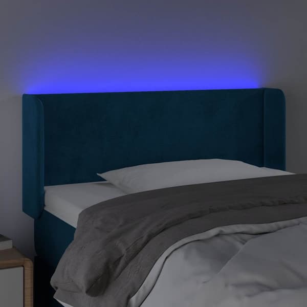 Sänggavel LED Mörkblå 93x16x78/88 cm sammet