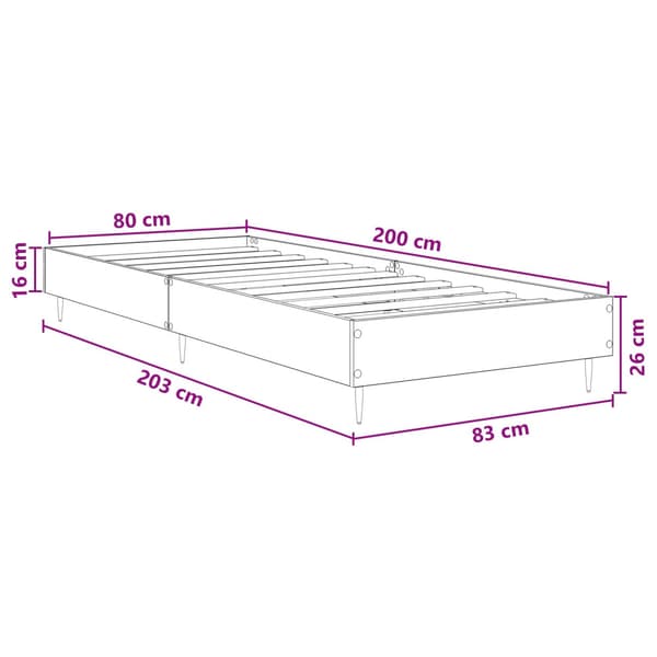 Sängram Vit 80 x 200 cm Konstruerat trä