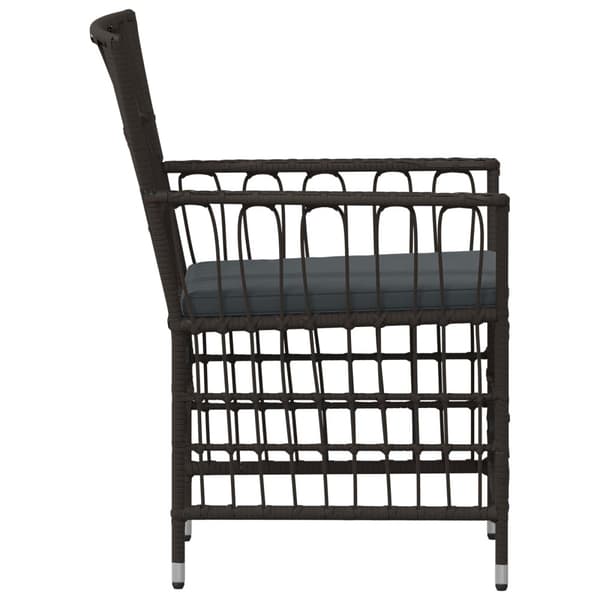 Trädgårdsstolar 2 st Svart PE rattan, Stål och Polyester Tyg