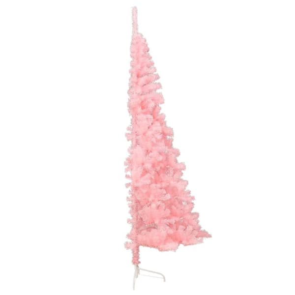 Halv plastgran med stativ rosa 240 cm PVC