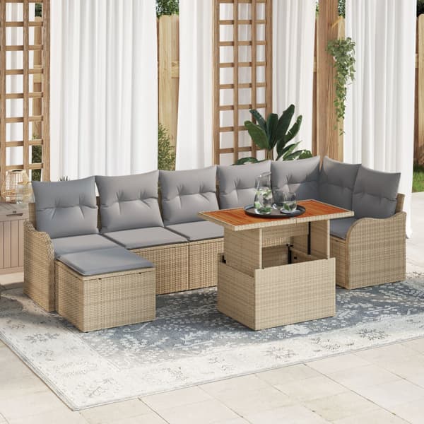 Trädgårdsoffset med lagring 8 pcs Beige Poly rattan