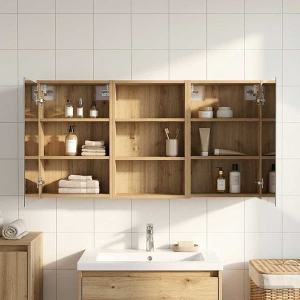 Badrumsskåpsset 3 st 126 x 16 x 62.5 cm Konstruerat trä