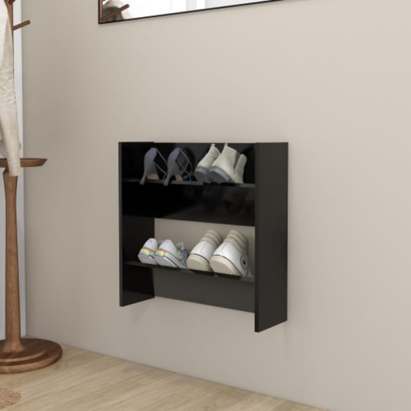 Väggmonterat skoställ svart 60x18x60 cm konstruerat trä