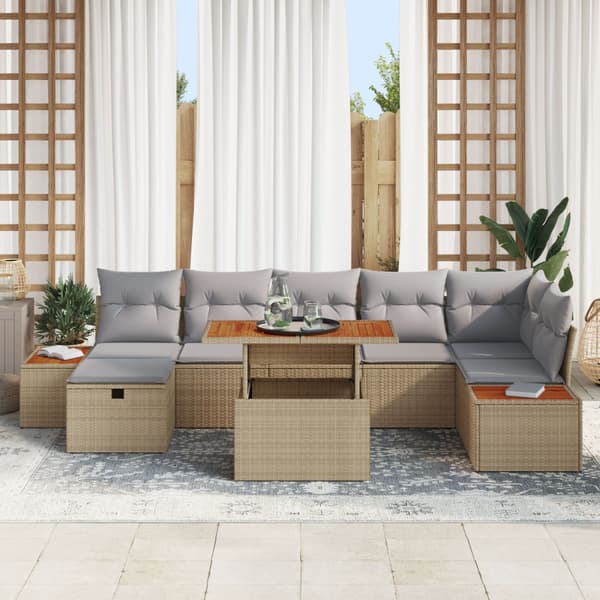Trädgårdsoffset 8 st Beige konstrotting
