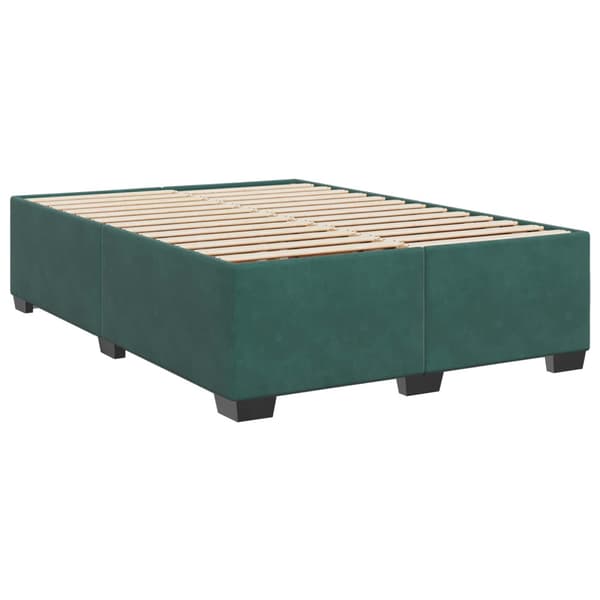 Boxspring säng med madrass och LED Mörkgrön 140 x 190 cm Sammet