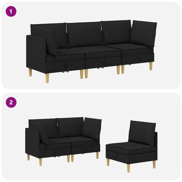 Möbelset för vardagsrummet med kudde 3 pcs Svart Tyg