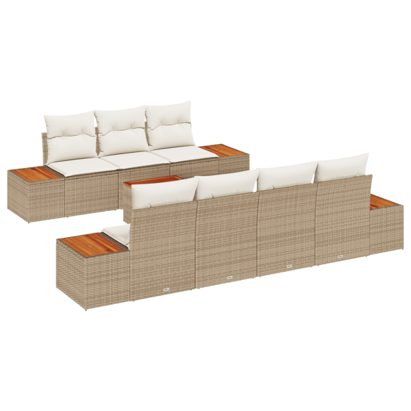 Trädgårdsoffset med lagring 8 pcs Beige Poly rattan