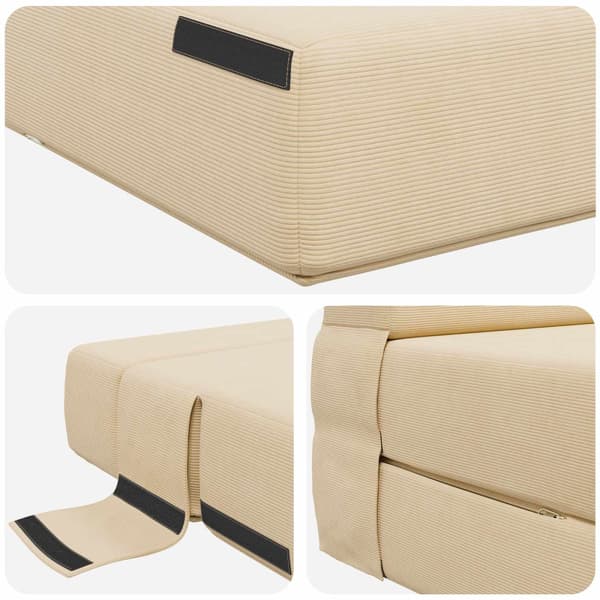 Fällsoffa säng Kräm 203 x 152 x 15 cm Kordread tyg