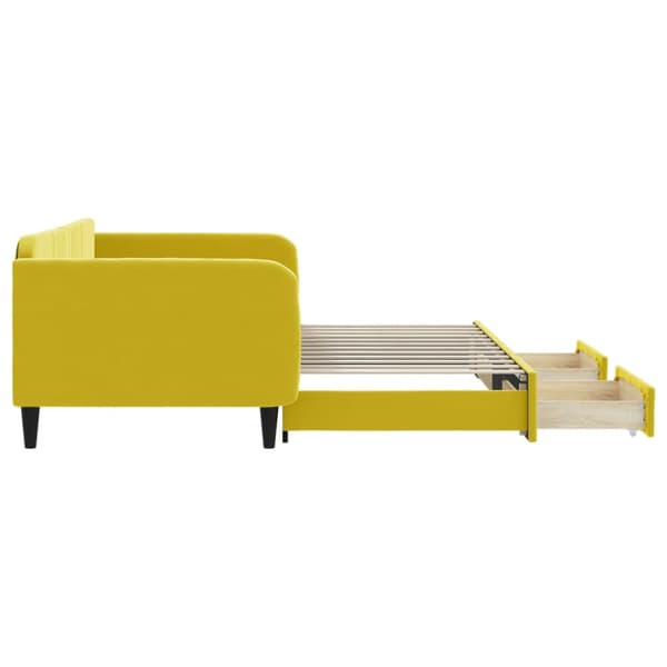 Dagbädd utdragbar med lådor gul 100x200 cm sammet