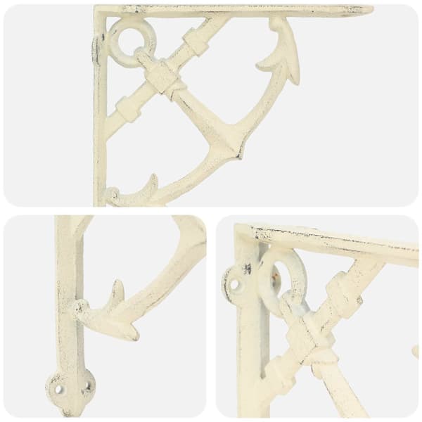 Hyllkonsoler 2 st Antik vit 14.5 x 14.5 x 3.5 cm Stål