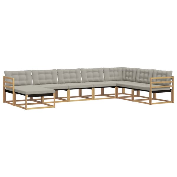 Utomhussoffset 8 pcs Vit och ljusgrå 404 x 245,5 x 73 cm