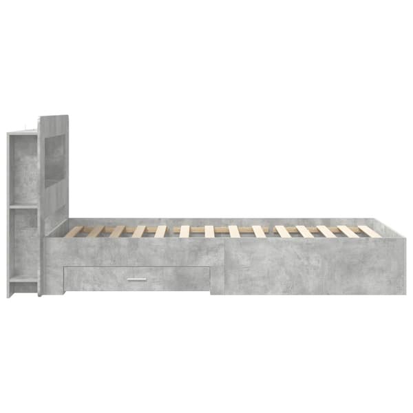 Sängram med förvaring Betonggrå 75 x 190 cm Konstruerat trä