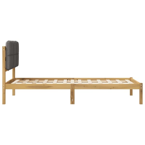Sängram med Klädd Huvudgavel Vitlaserad och ljusgrå 75 x 190 cm