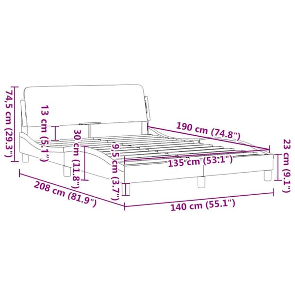 Sängram Dover svart 135x190 cm sammet