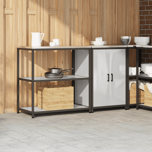 Köksförvaringsset med hylla 2 pcs Silver Rostfritt stål