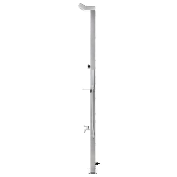 Trädgårdsdusch med grått golv 225 cm rostfritt stål