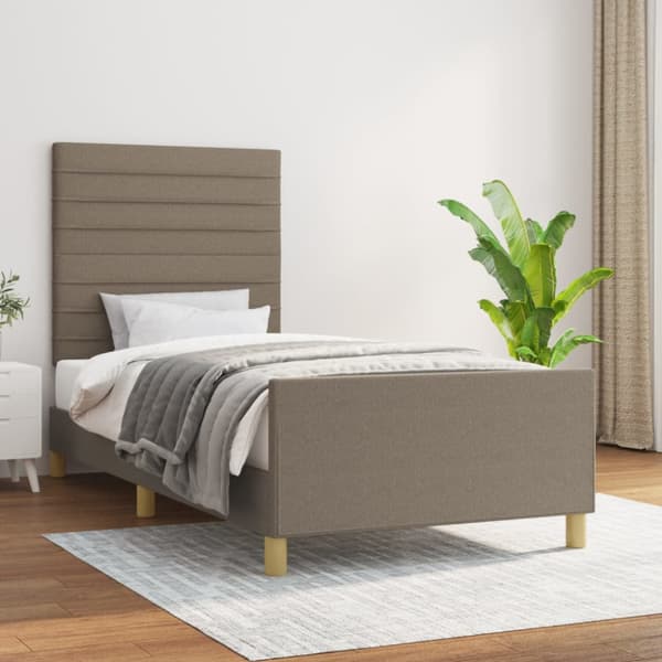 Sängram utan madrass taupe 100x200 cm tyg