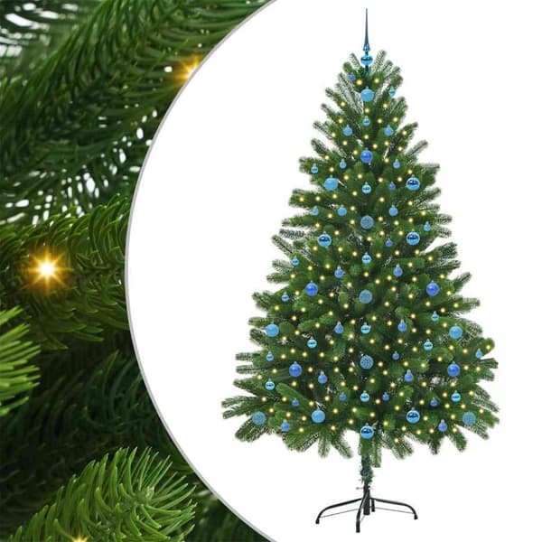 Julgran med 300 LED-lampor med stativ Grön 210 cm PE