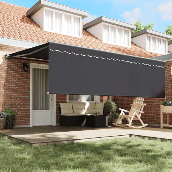 Utdragbar markis Antracit 450 × 300 cm Polyester och aluminium