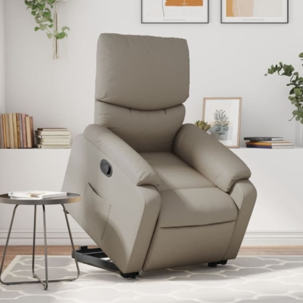 Reclinerfåtölj med uppresningshjälp cappuccino konstläder