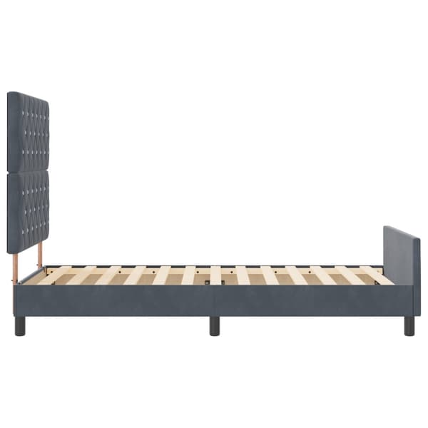 Bäddfjäder med huvudgavel Mörkgrå 90 x 200 cm Sammet