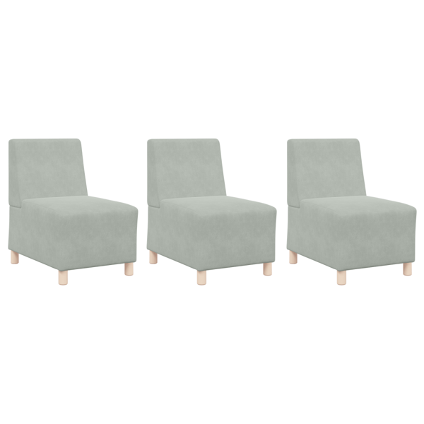 Modulsofa utan armstöd 3 pcs Ljusgrå 55 x 74 x 82 cm Sammet