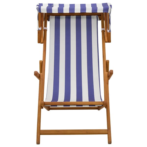 Deck Chair 3 Position Massiv Eukalyptus Trä Blå och Vit