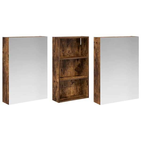 Badrumsskåpsset 3 pcs 140 x 14,5 x 70 cm Konstruerat trä