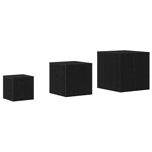 Nestingbord 3 pcs Svart Ek Konstruerat trä