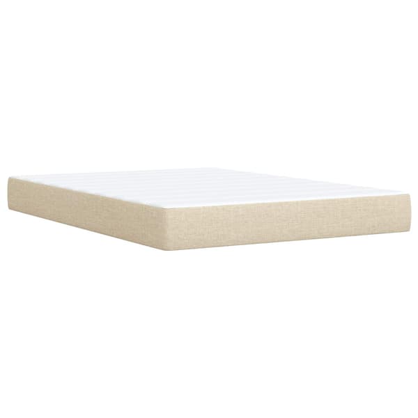 Boxspring säng med madrass och LED Gräddvit 140 x 200 cm Tyg