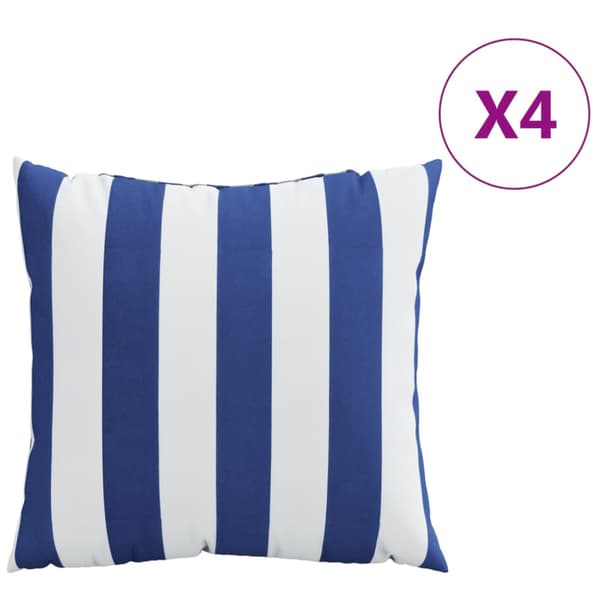 Prydnadskuddar 4 st blå och vit randig 60x60 cm tyg