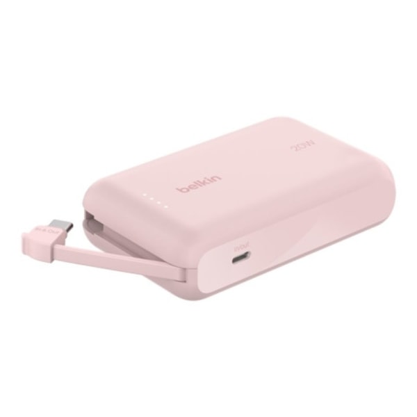 Belkin BoostCharge strömförsörjningsbank - med integrerad kabel - 24 pin USB-C - 20 Watt